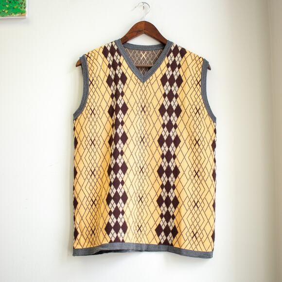 Beige Wool Argon Sweater Vest Size Large - Picture 1 of 4